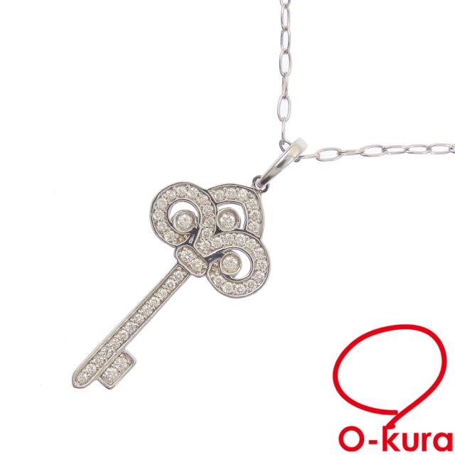 K18WG　750　ホワイトゴールド　ネックレス キーモチーフペンダント 　ダイヤモンド0.30ct