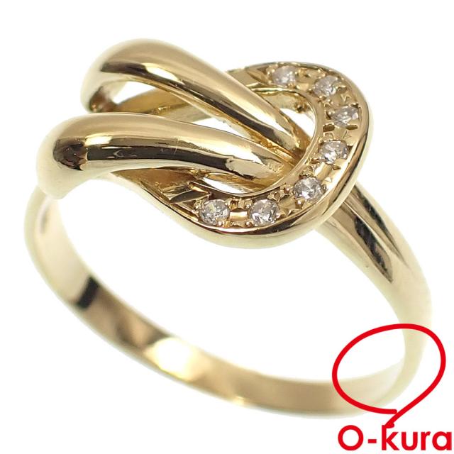 中古 ダイヤモンド リング レディース K18YG 14号 0.06ct 3.0g 18金 750 イエローゴールド