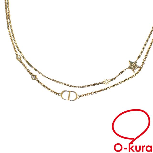 中古 クリスチャンディオール Petit CD ダブル ネックレス レディース