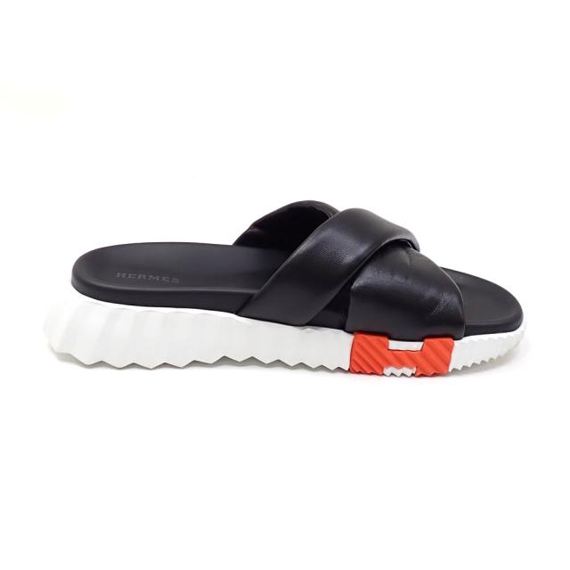 中古 エルメス サンダル インフラ レディース ノワール 黒 24.0cm 37 レザー 古着 アパレル