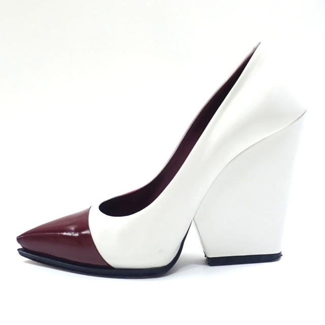 中古 セリーヌ パンプス レディース レザー ホワイト ボルドー 白 23.0cm 36 ハイヒール ポインテッドトゥ フィービー 古着 アパレル
