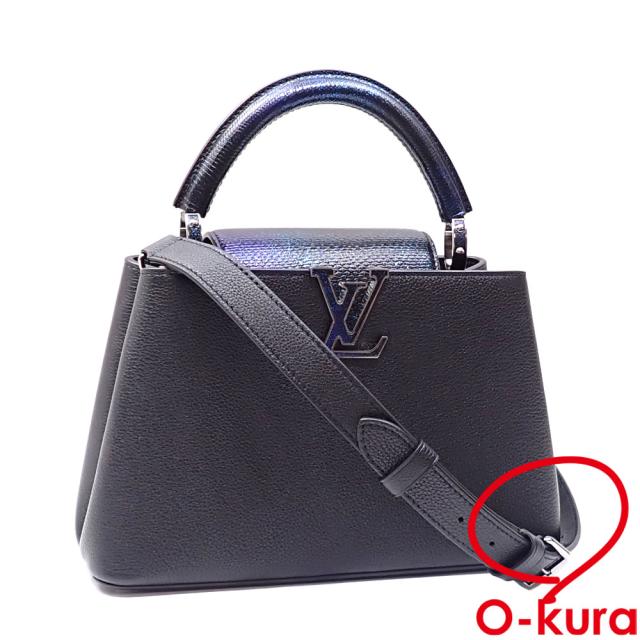 中古 ルイ・ヴィトン ハンドバッグ カプシーヌ BB レディース M12169 ブラック コズミック カーフレザー カルングレザー ヘビ革 2WAY ショルダー 斜め掛