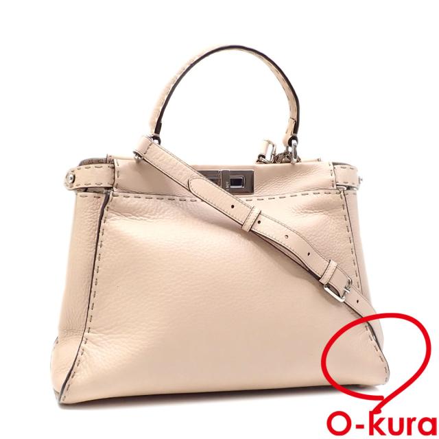 中古 フェンディ ハンドバッグ ピーカブー アイコニック ミディアム レディース ベージュ系 レザー 8BN290 セレリア 2WAY ショルダー 肩掛