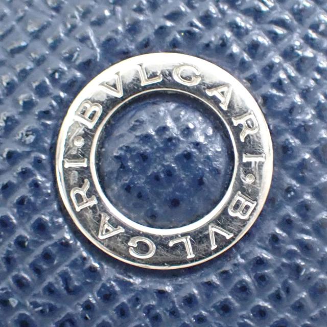 中古 ブルガリ 二つ入り 長財布 メンズ ネイビー 紺色 レザー 革