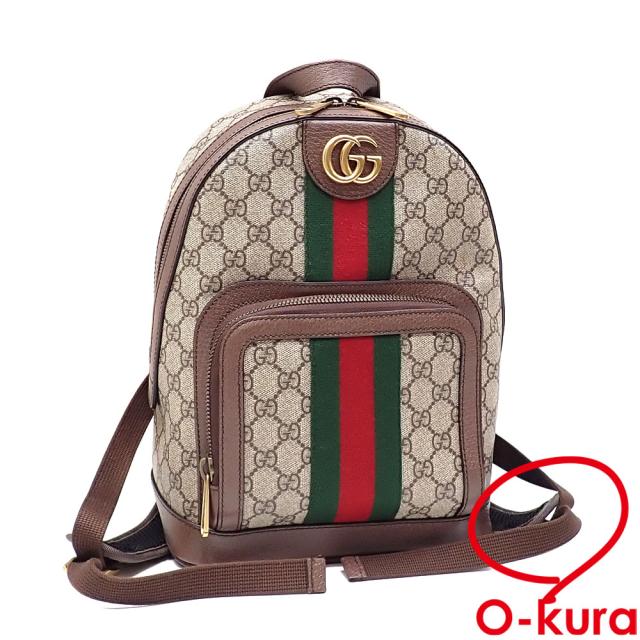 中古 グッチ リュックサック オフィディア スモールバッグパック メンズ ベージュ ブラウン PVC レザー 547965 デイパック GG