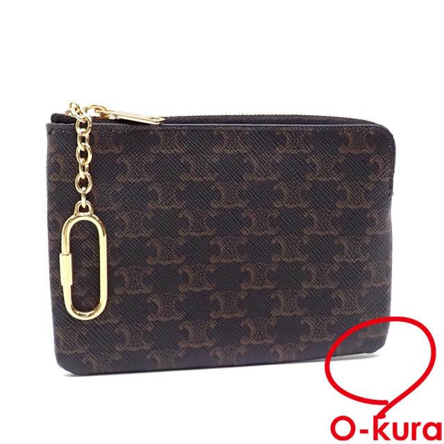 中古 セリーヌ ケース パース レディース ブラック トリオンフキャンバス 10C662BTA.38NO 小銭入れ 兼 キーケース 鍵入