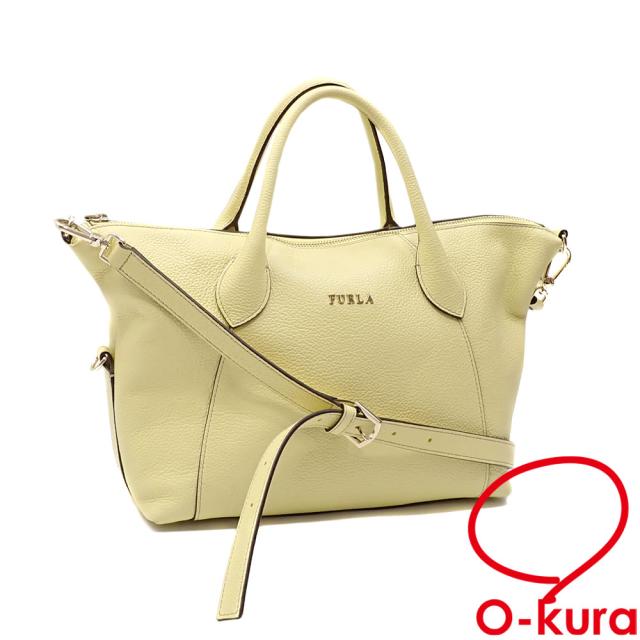 中古 フルラ ハンドバッグ レディース イエロー レザー 2WAY ショルダー 斜め掛