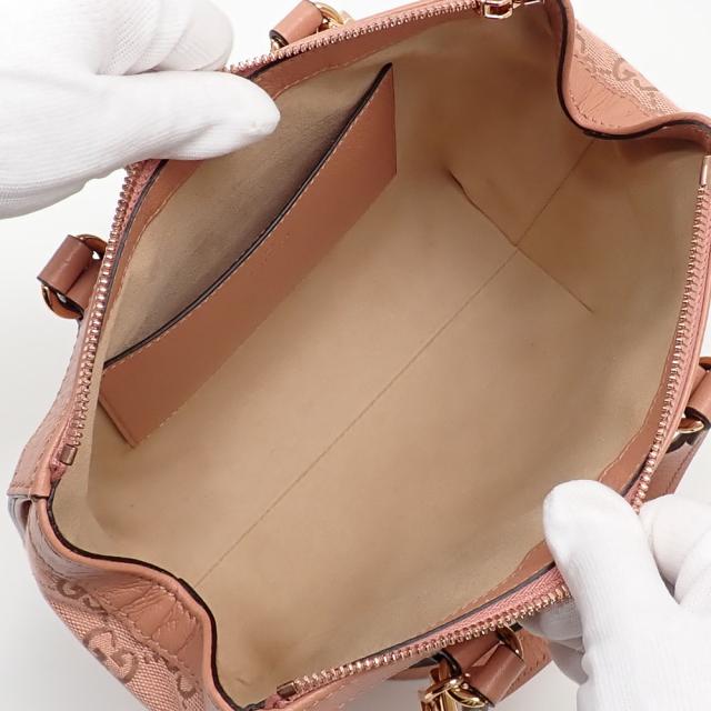 中古 グッチ ハンドバッグ レディース ピンク GGキャンバス レザー