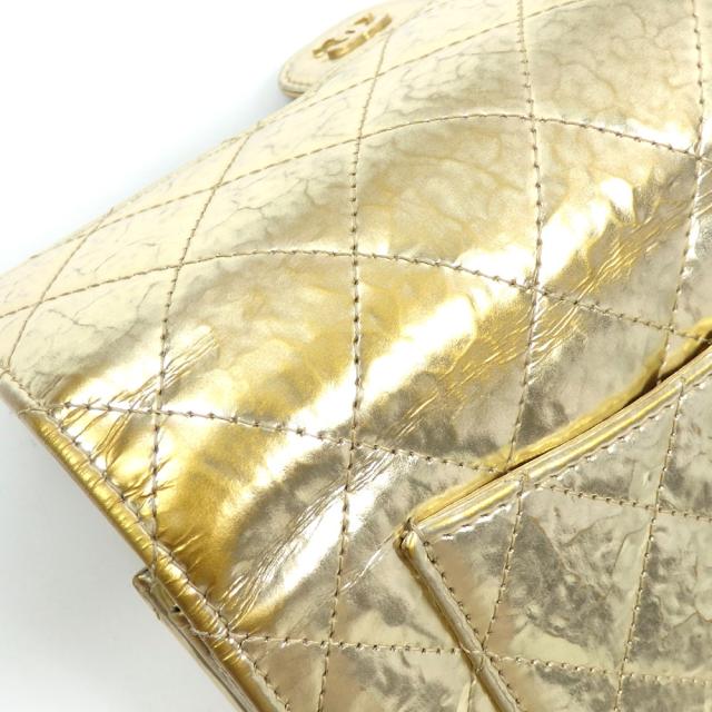 中古 シャネル 二つ折り 長財布 マトラッセ レディース ゴールド
