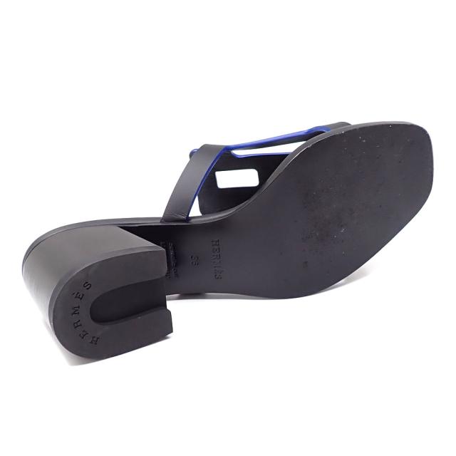 中古 エルメス イジー サンダル レディース ブラック 23.0cm 36 レザー 古着 アパレル