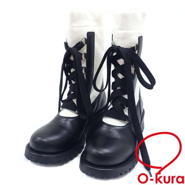 中古 クリスチャンディオール ブーツ レディース コットン レザー