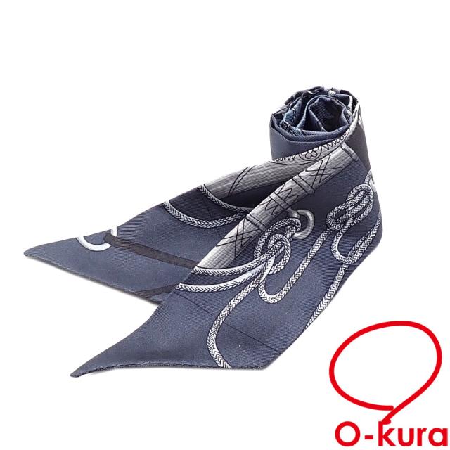 中古 エルメス スカーフ ツイリー レディース マリンブルー シルク Cliquetis クリケティス 古着