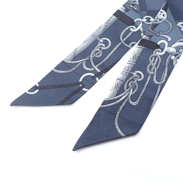 中古 エルメス スカーフ ツイリー レディース マリンブルー シルク