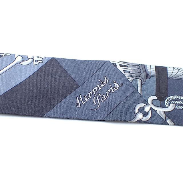 中古 エルメス スカーフ ツイリー レディース マリンブルー シルク Cliquetis クリケティス 古着 中古 エルメス スカーフ ツイリー レディース マリンブルー シルク