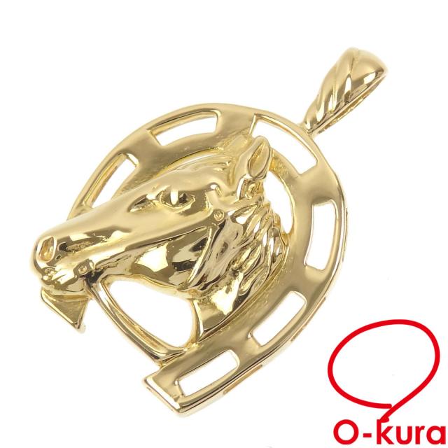 中古 ホースモチーフ ペンダントトップ レディース K18YG 2.2g 18金 イエローゴールド 750 ペンダントヘッド 馬蹄