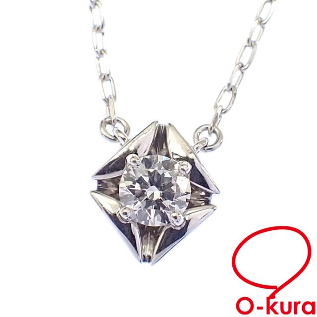 中古 ダイヤモンド ネックレス レディース K18WG 0.16ct 2.0g 750 18金