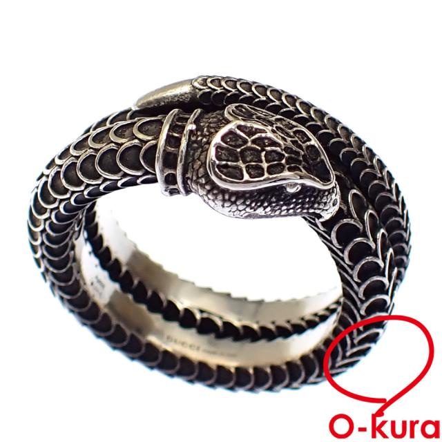 中古 グッチ ガーデン スネーク リング メンズ SV925 18号 #19 15.9g 指輪 シルバー 577294 J8400 0811 蛇