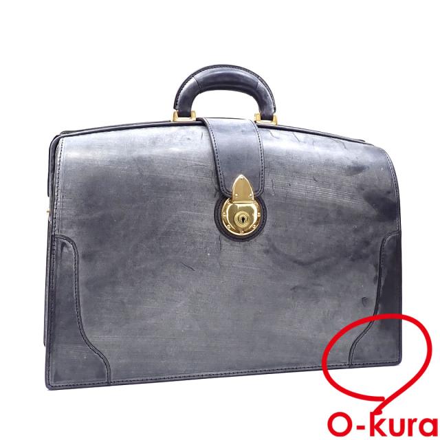 中古 大峽製鞄 ハンドバッグ ダレスバッグ メンズ ネイビー