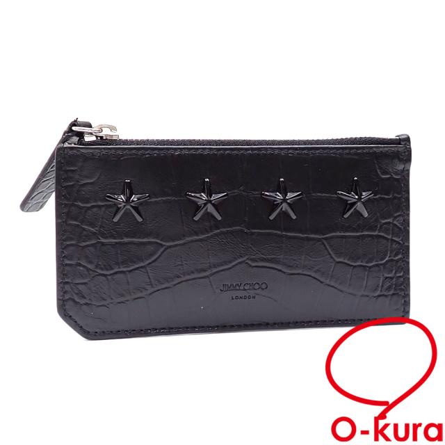 中古 ジミーチュウ カードケース 兼 小銭入れ フラグメントケース ブラック 黒 レザー カード入れ ケース レディース メンズ