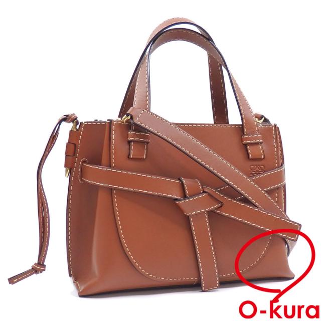 中古 ロエベ ハンドバッグ ゲート トップハンドル ミニ レディース タン レザー 321.56.Z99 ショルダー 2WAY 肩掛