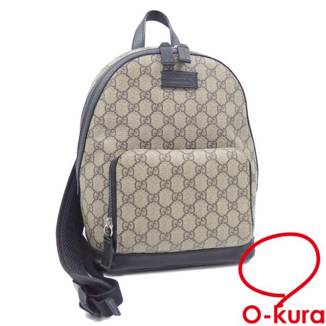 中古 グッチ リュックサック GGスプリーム レディース ベージュ ブラック PVC レザー 429020
