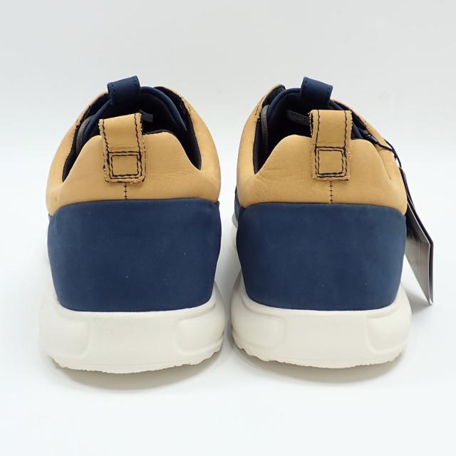 中古未使用品 マドラスウォーク スニーカー メンズ ローカット レザー ネイビー×イエロー 25.5cm MW7600 レースアップ カジュアルシューズ アパレル