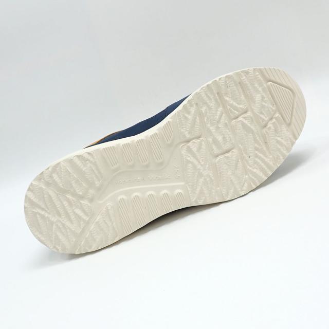 中古未使用品 マドラスウォーク スニーカー メンズ ローカット レザー ネイビー×イエロー 25.5cm MW7600 レースアップ カジュアルシューズ アパレル