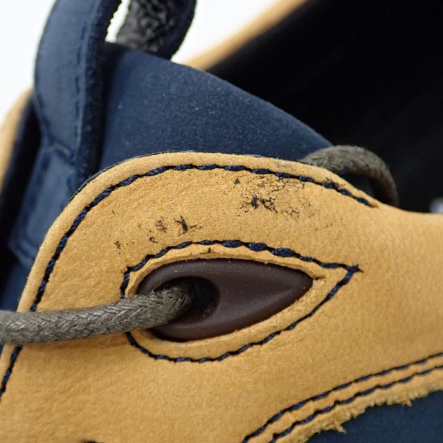 中古未使用品 マドラスウォーク スニーカー メンズ ローカット レザー ネイビー×イエロー 25.5cm MW7600 レースアップ カジュアルシューズ アパレル