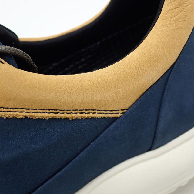 中古未使用品 マドラスウォーク スニーカー メンズ ローカット レザー ネイビー×イエロー 25.5cm MW7600 レースアップ カジュアルシューズ アパレル