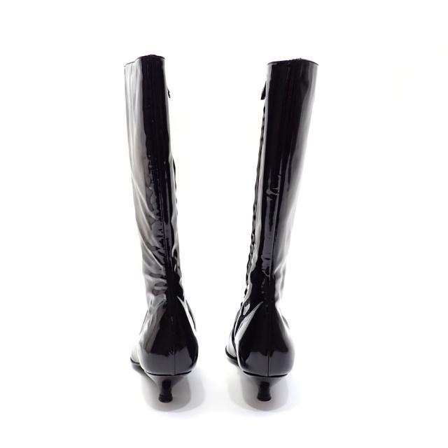 中古 アンテプリマ ロング ブーツ レディース ポインテッドトゥ パテントレザー ブラック 黒 22.5cm 35 アパレル