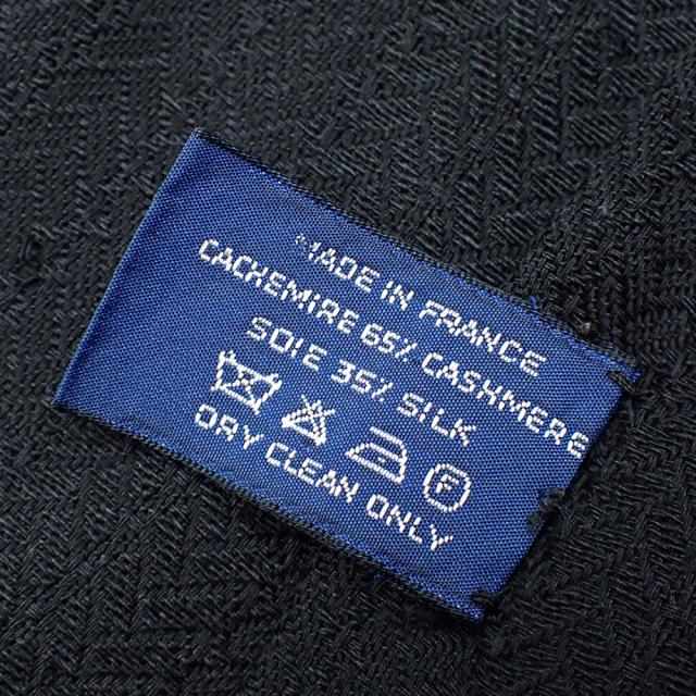 中古 エルメス マフラー ブラック 黒 ロゴ レディース メンズ 男女兼用