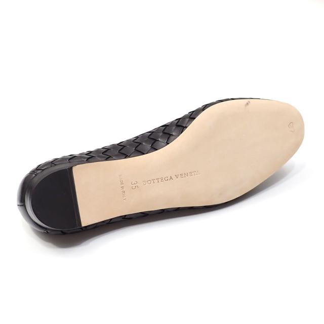 中古 ボッテガ ヴェネタ パンプス レディース アーモンドトゥ ブラック 黒 23.0cm 35 イントレチャート 編み込み ぺたんこ フラット 古着 アパレル