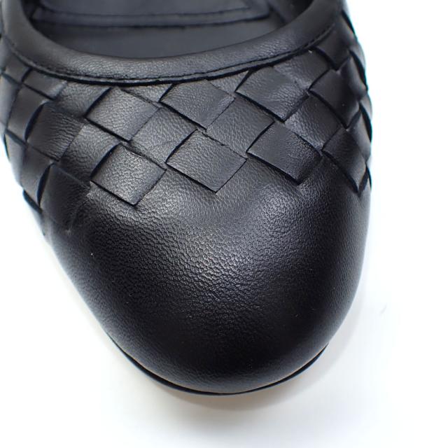 中古 ボッテガ ヴェネタ パンプス レディース アーモンドトゥ ブラック 黒 23.0cm 35 イントレチャート 編み込み ぺたんこ フラット 古着 アパレル