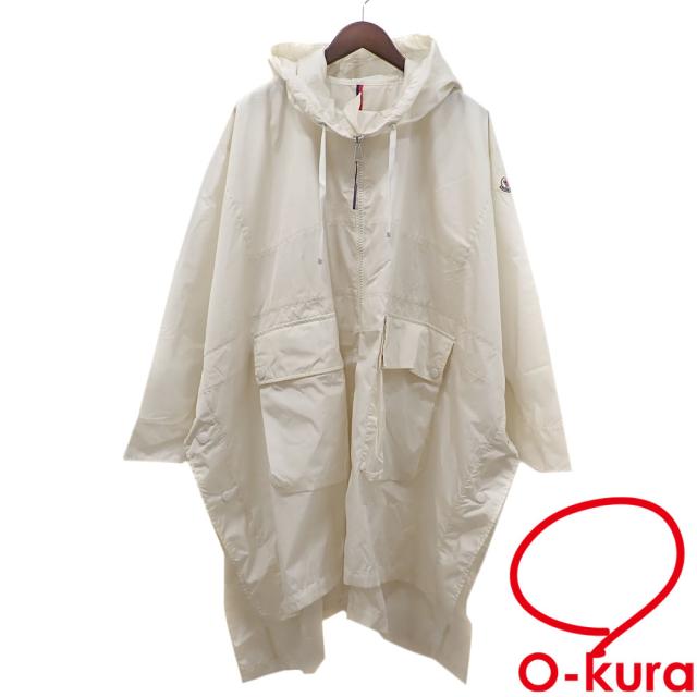 中古 モンクレール レインポンチョ ナイロン ホワイト 白 サイズ1 レディース メンズ 男女兼用 レインコート 古着 アパレル アウター