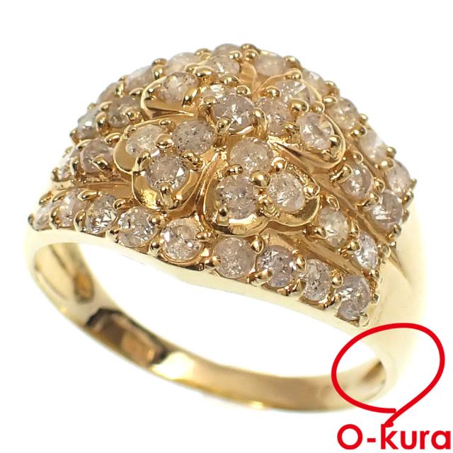 中古 ダイヤモンド リング レディース K18YG 12号 1.00ct 3.4g 18金 750 イエローゴールド