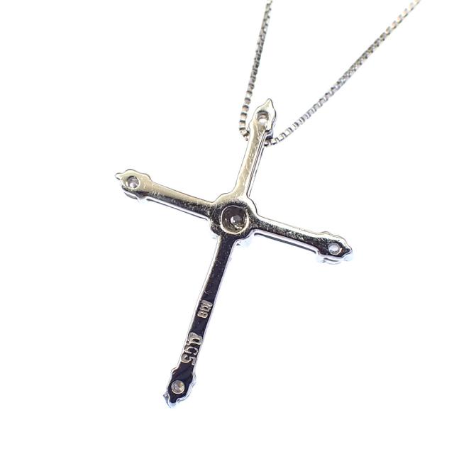 中古 ダイヤモンド クロスモチーフ ネックレス レディース K18WG 中古 ダイヤモンド クロスモチーフ ネックレス レディース K18WG