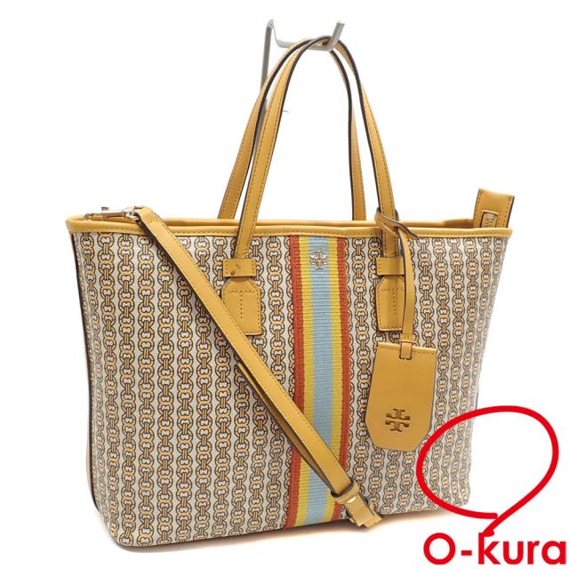 中古 トリーバーチ トートバッグ ジェミニ リンク レディース デイリリー イエロー系 PVC 10008691 2WAY ハンド ショルダー 肩掛け 斜め掛