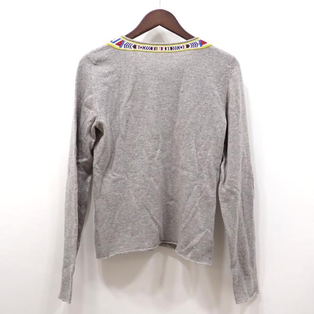 中古 ルシアンペラフィネ セーター レディース 長袖 カシミヤ グレー Mサイズ スカル ビーズ刺繍 古着 アパレル トップス_1