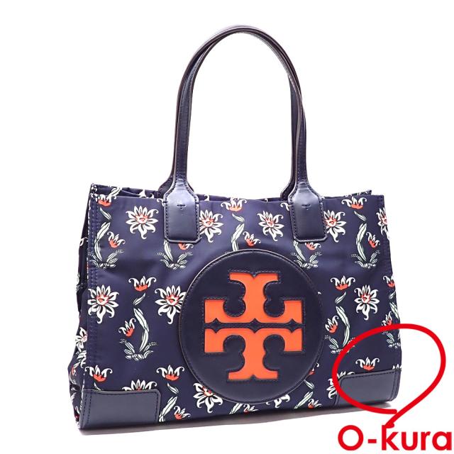 中古 トリーバーチ トートバッグ レディース ネイビー オレンジ ナイロン