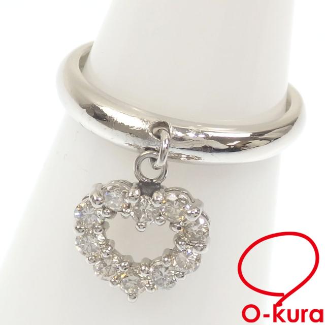 中古 ダイヤモンド ハートモチーフ リング レディース Pt900 5号 0.30ct 2.4g プラチナ