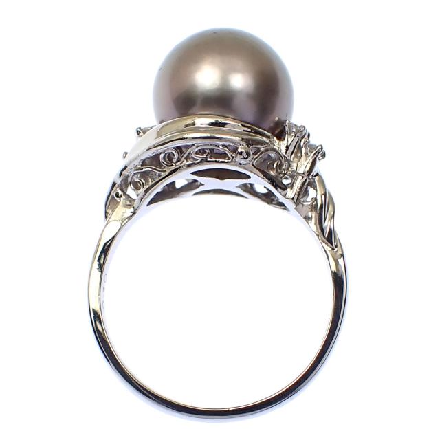 中古 パール ダイヤモンド リング レディース Pt900 12号 0.10ct 約11ｍｍ 6.8g 指輪
