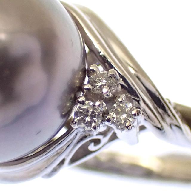 中古 パール ダイヤモンド リング レディース Pt900 12号 0.10ct 約11ｍｍ 6.8g 指輪