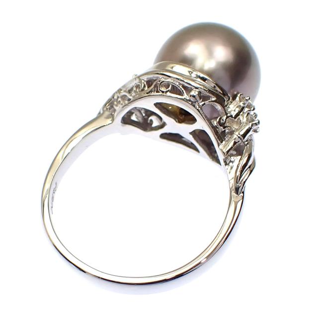 中古 パール ダイヤモンド リング レディース Pt900 12号 0.10ct 約11ｍｍ 6.8g 指輪