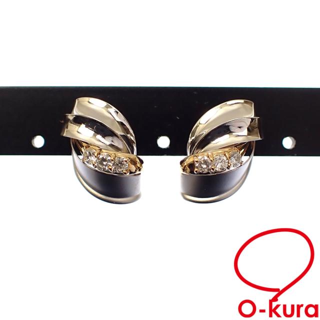 中古 ダイヤモンド ピアス レディース K18YG Pt900 0.13ct/0.13ct 2.7g 