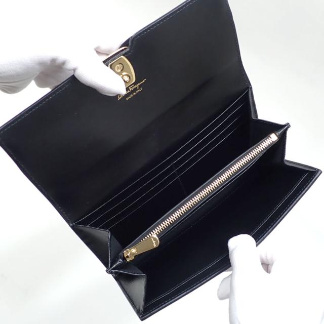 中古 サルヴァトーレフェラガモ 二つ折り 長財布 レディース ネロ ブラック 黒 レザー JL-22E008 革_5