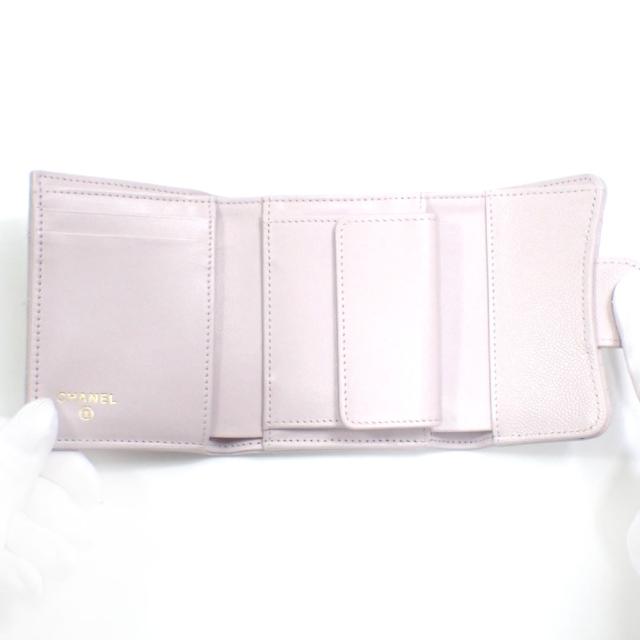 中古 シャネル 三つ折り 財布 マトラッセ レディース パープル系 紫
