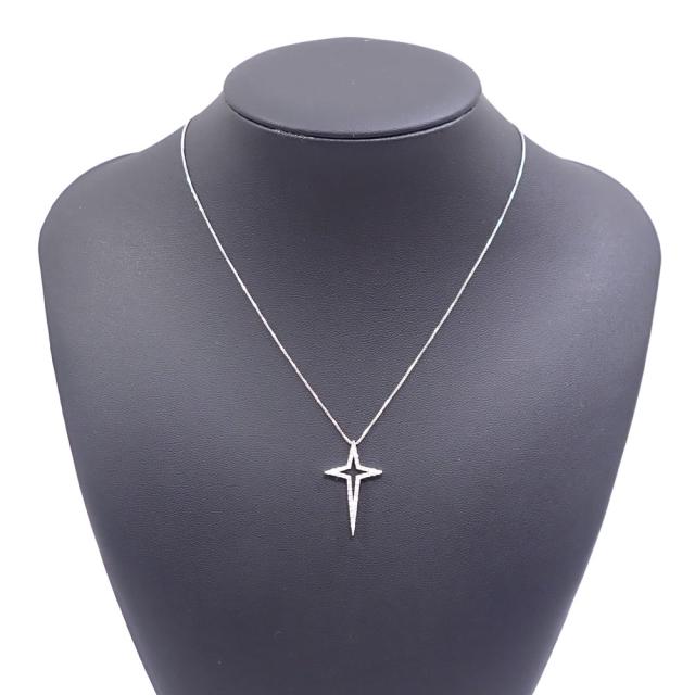 中古 ダイヤモンド ネックレス レディース K18WG 0.28ct 4.0g 18金 750