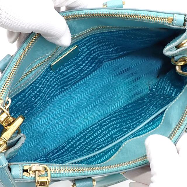 中古 プラダ ハンドバッグ レディース ライトブルー系 サフィアーノレザー 1BA863 2WAY ショルダー 斜め掛_2