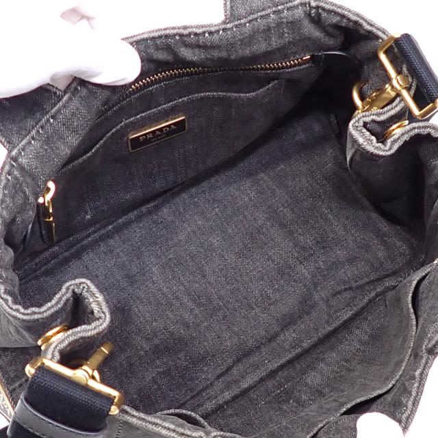 中古 プラダ カナパ トートバッグ レディース グレー キャンバス 1BG439 2WAY ショルダー ハンド 斜め掛_2