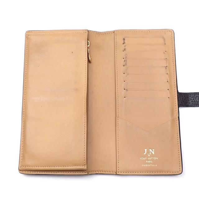 中古 ルイ・ヴィトン 二つ折り 長財布 カプシーヌ LV ヴェルティカル ウォレット レディース M81330 ノワール トリヨンレザー イニシャル入_2